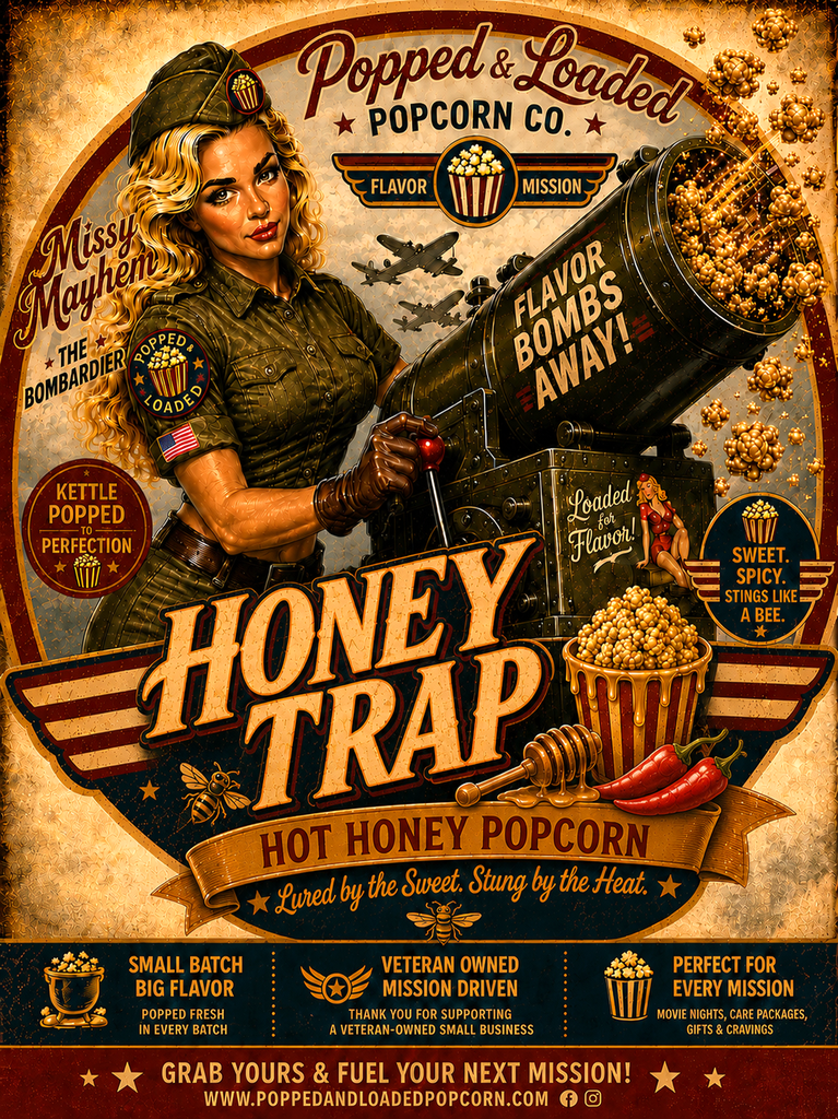 Hot Honey Popcorn Popped and Loaded