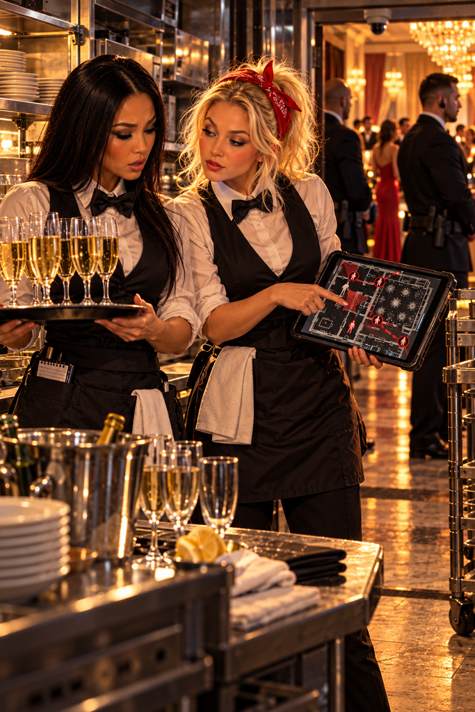Secret Briefing in the Ballroom Kitchen